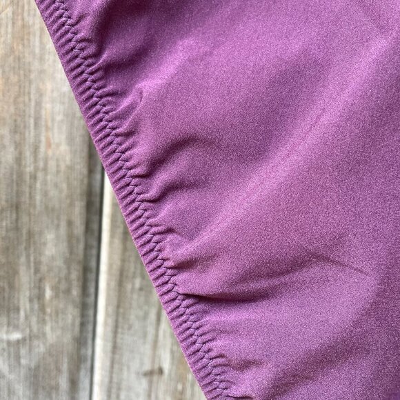 Land's End Women's Side-Tie V-Neck Wrap Eggplant One-Piece Swimsuit with Bra 12 - Picture 9 of 11